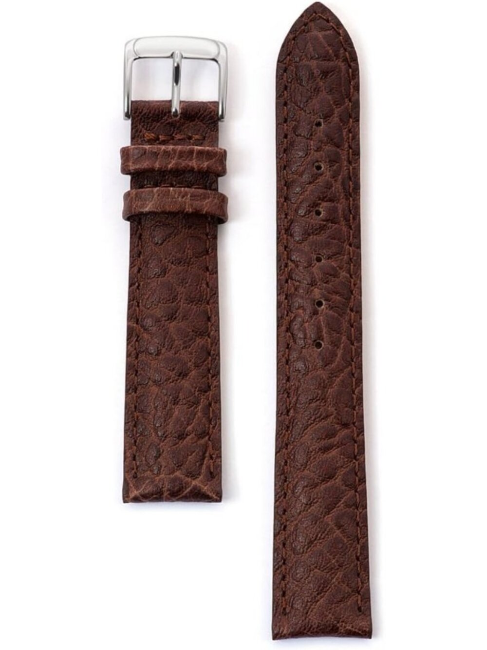 Genuine Leather Watch Band with Stainless Steel Buckle - Multiple Colors & Sizes